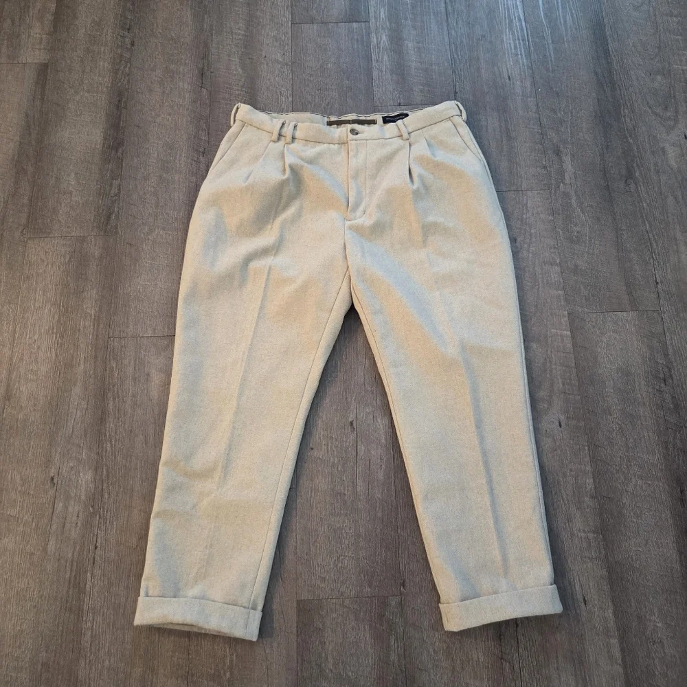 Banana Republic Wool Blend Trouser Pants Mens 38x32 Rustic Beige(38x 29)Actual